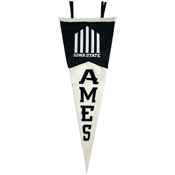Vintage 5-Bar Ames Black & White Pennant (12" x 32" Commemorative Collection)
